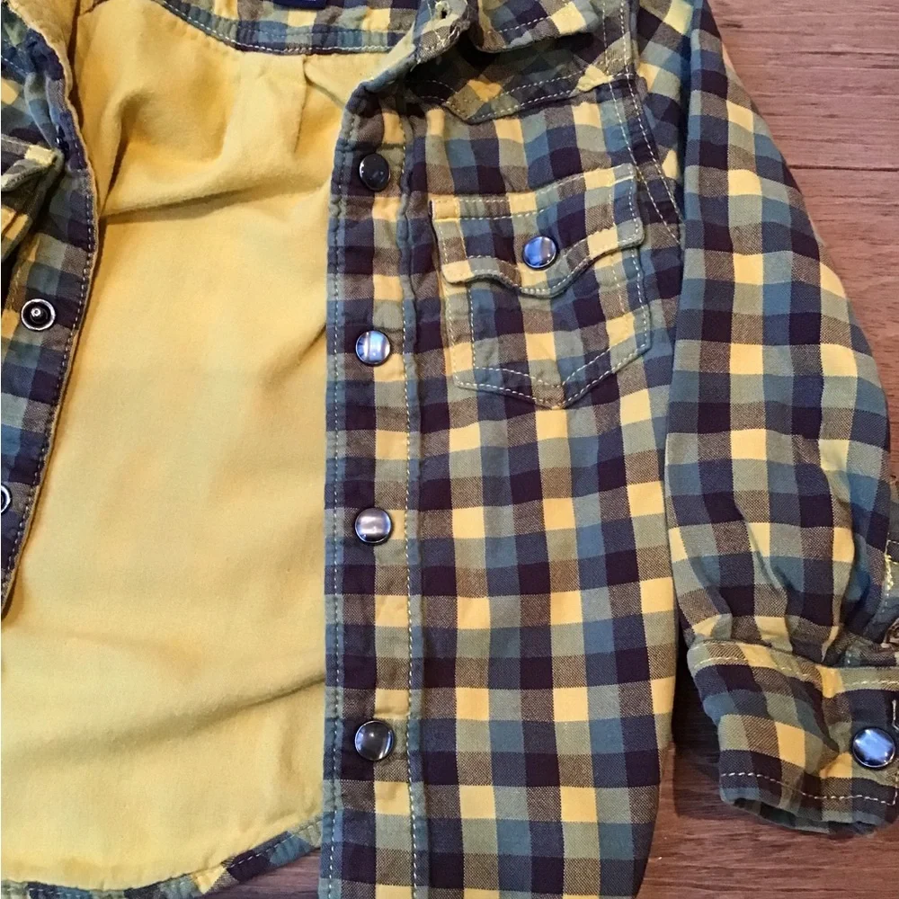 Stella McCartney Western Button Down Shirt‎ Snaps Plaid Cotton Thicker